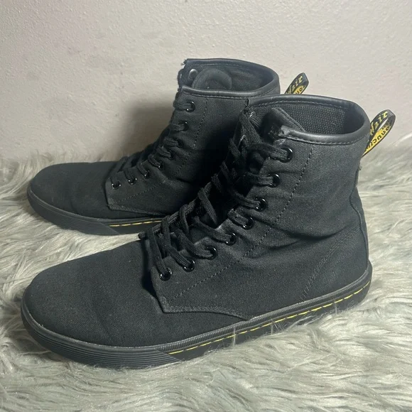 Dr. Marten's Sheridan Canvas Black High-Top Shoes Ankle Boot Size 10L - Picture 2 of 9